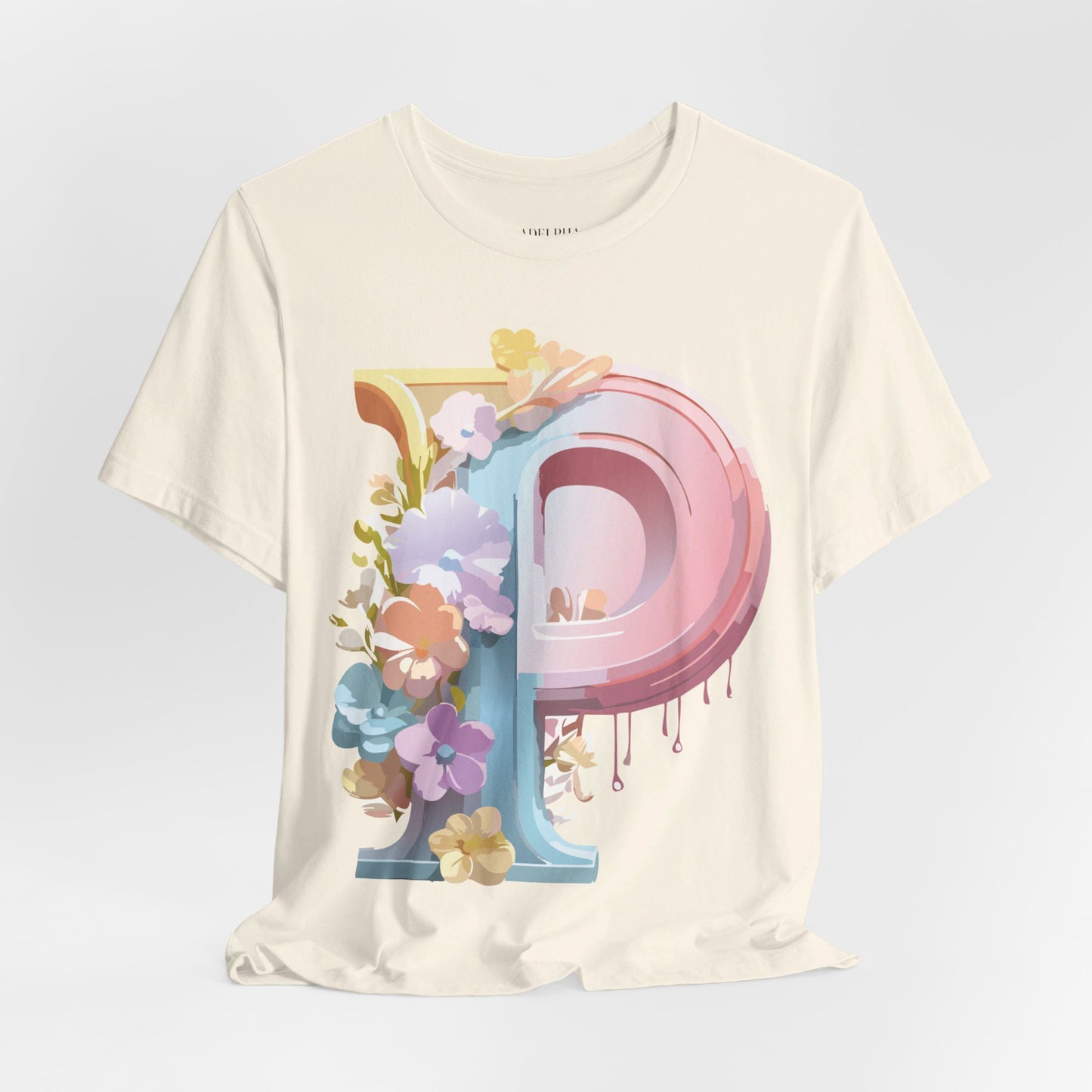 Natural Cotton Tee Shirt - Letters Collection - P Printify