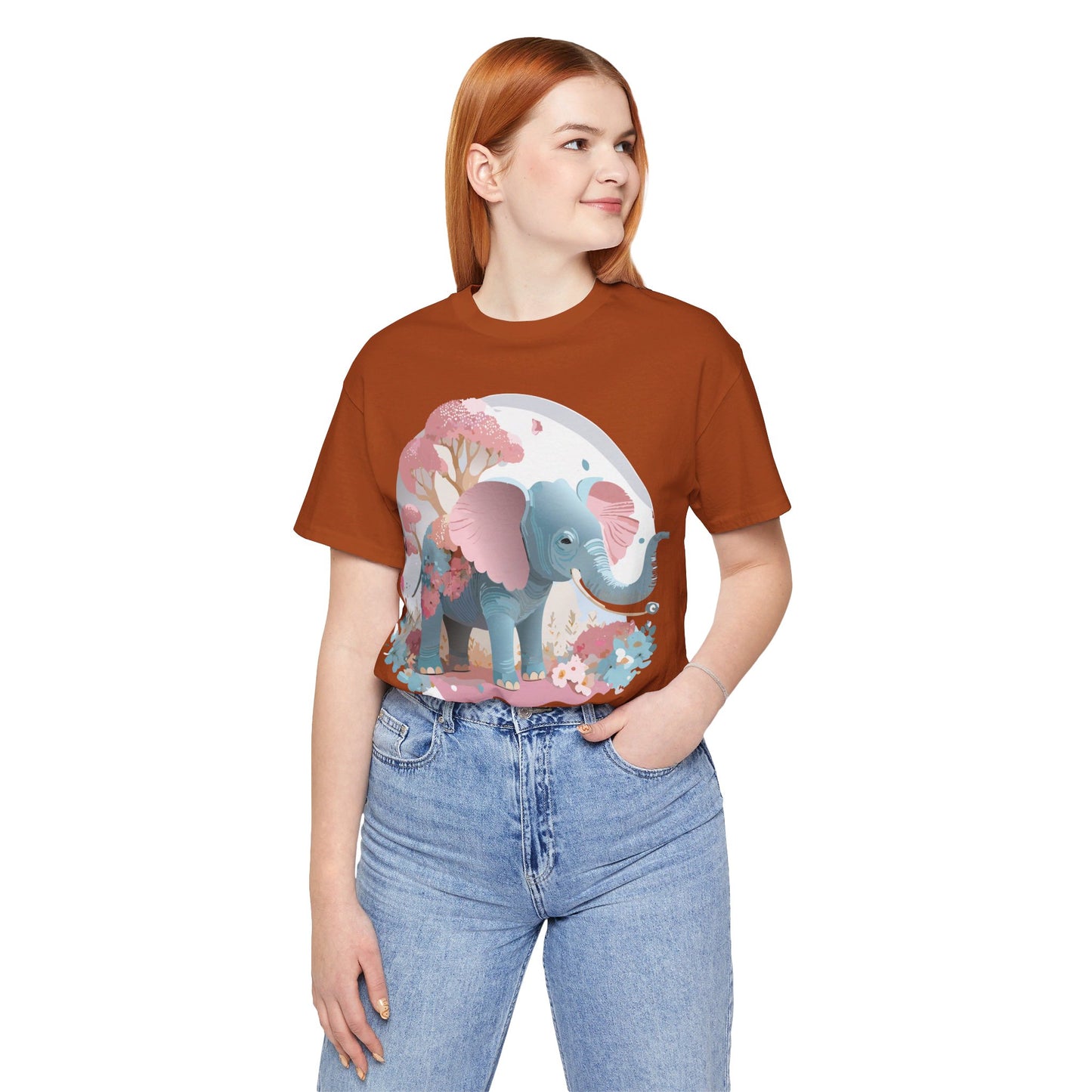 Natural Cotton Tee Shirt with Elephant Printify