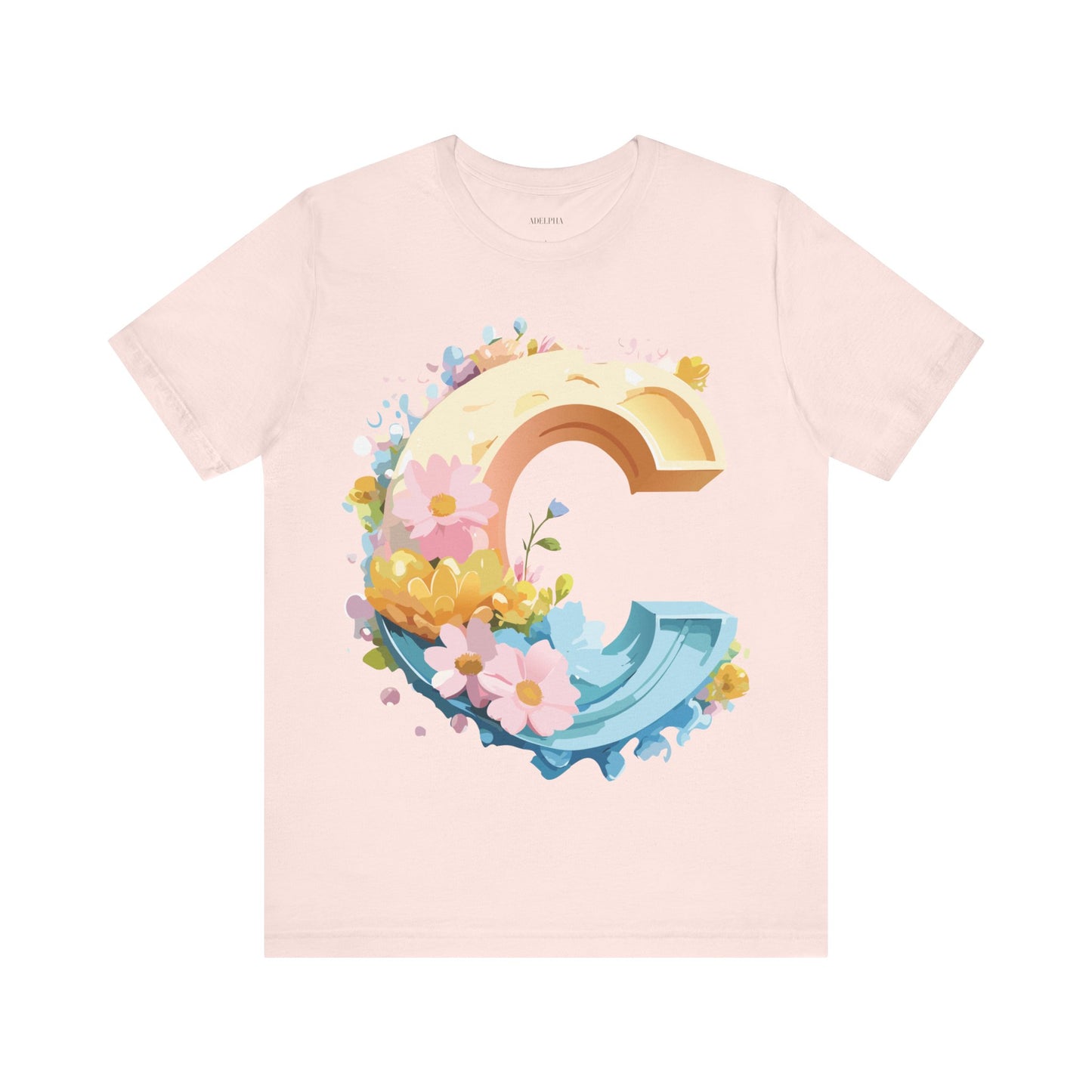 Natural Cotton Tee Shirt - Letters Collection - C Printify