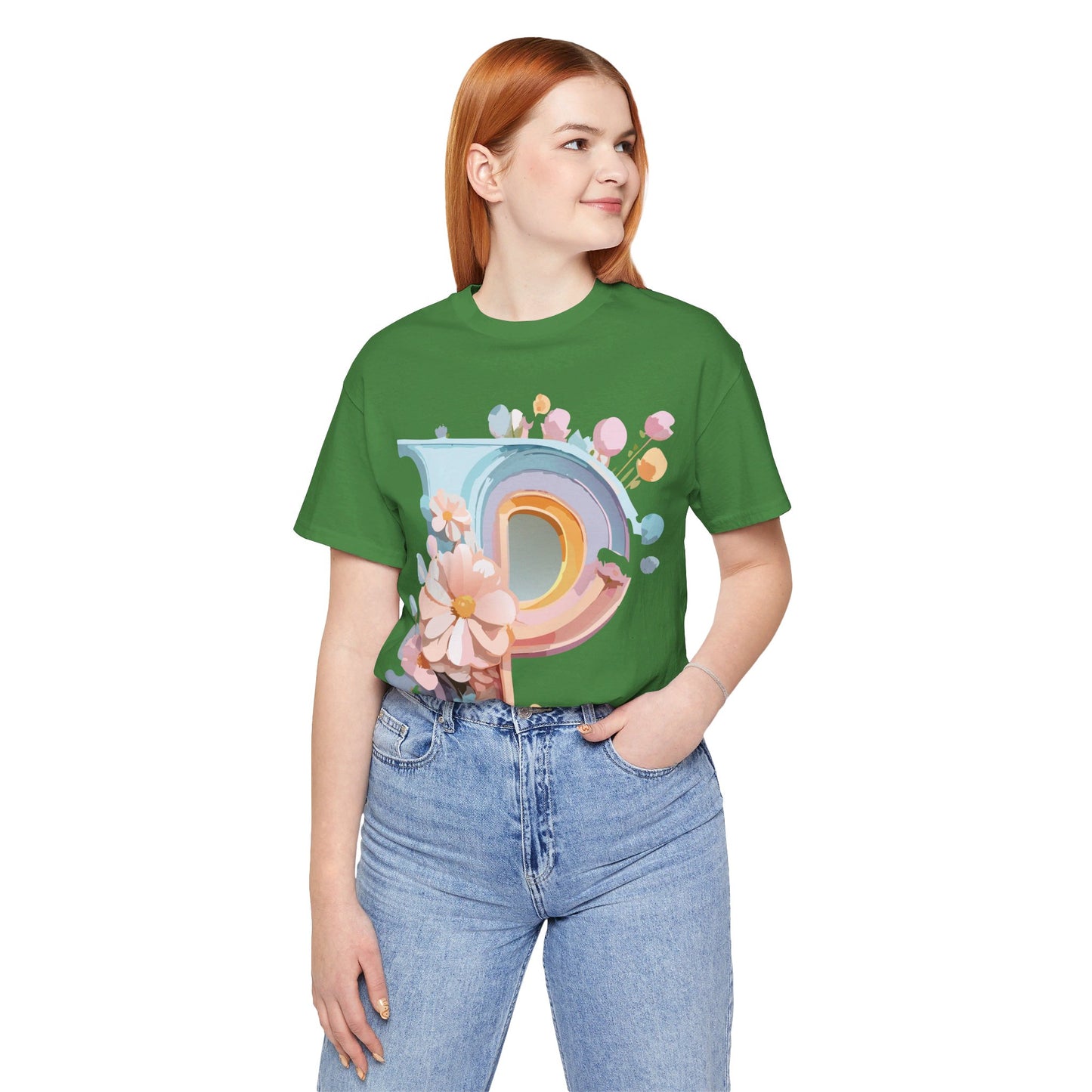 Natural Cotton Tee Shirt - Letters Collection - P Printify