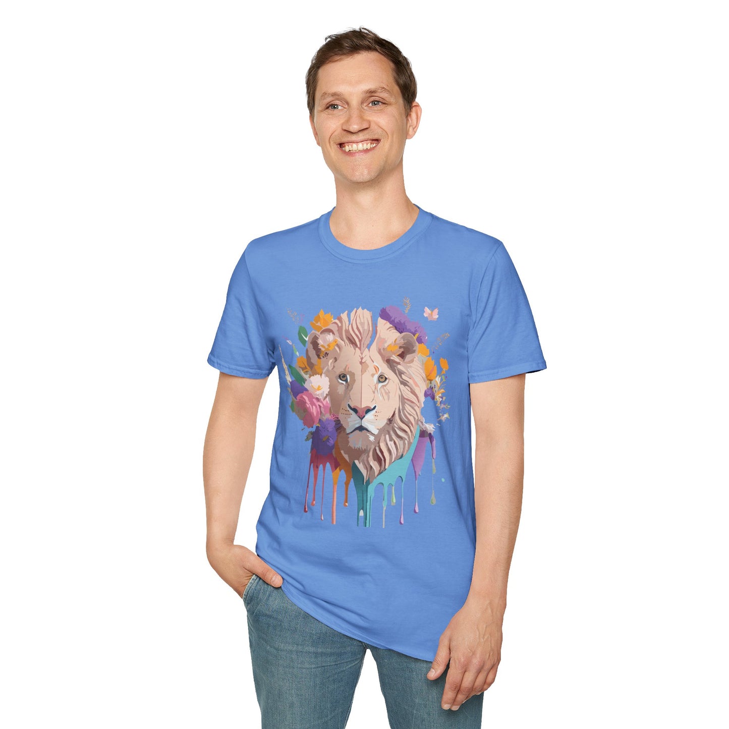 Lion Shirt, Shirt with Lion, Floral Lion Tee, Shirt with Animals