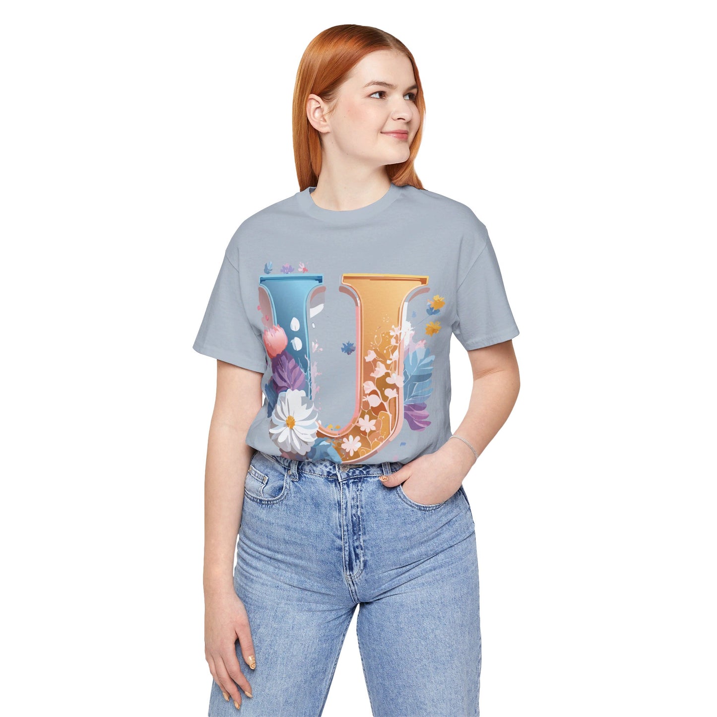 Natural Cotton Tee Shirt - Letters Collection - U Printify