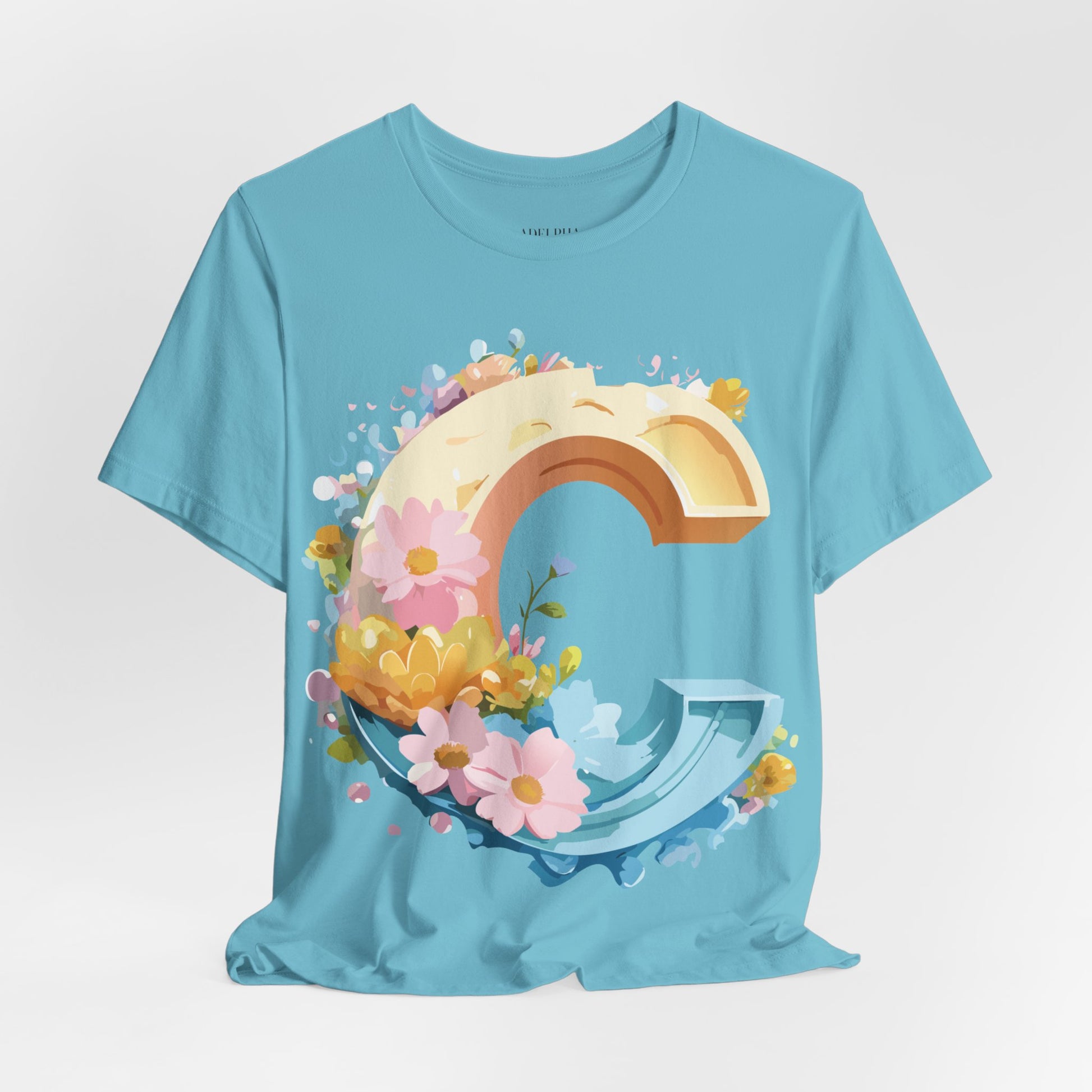 Natural Cotton Tee Shirt - Letters Collection - C Printify
