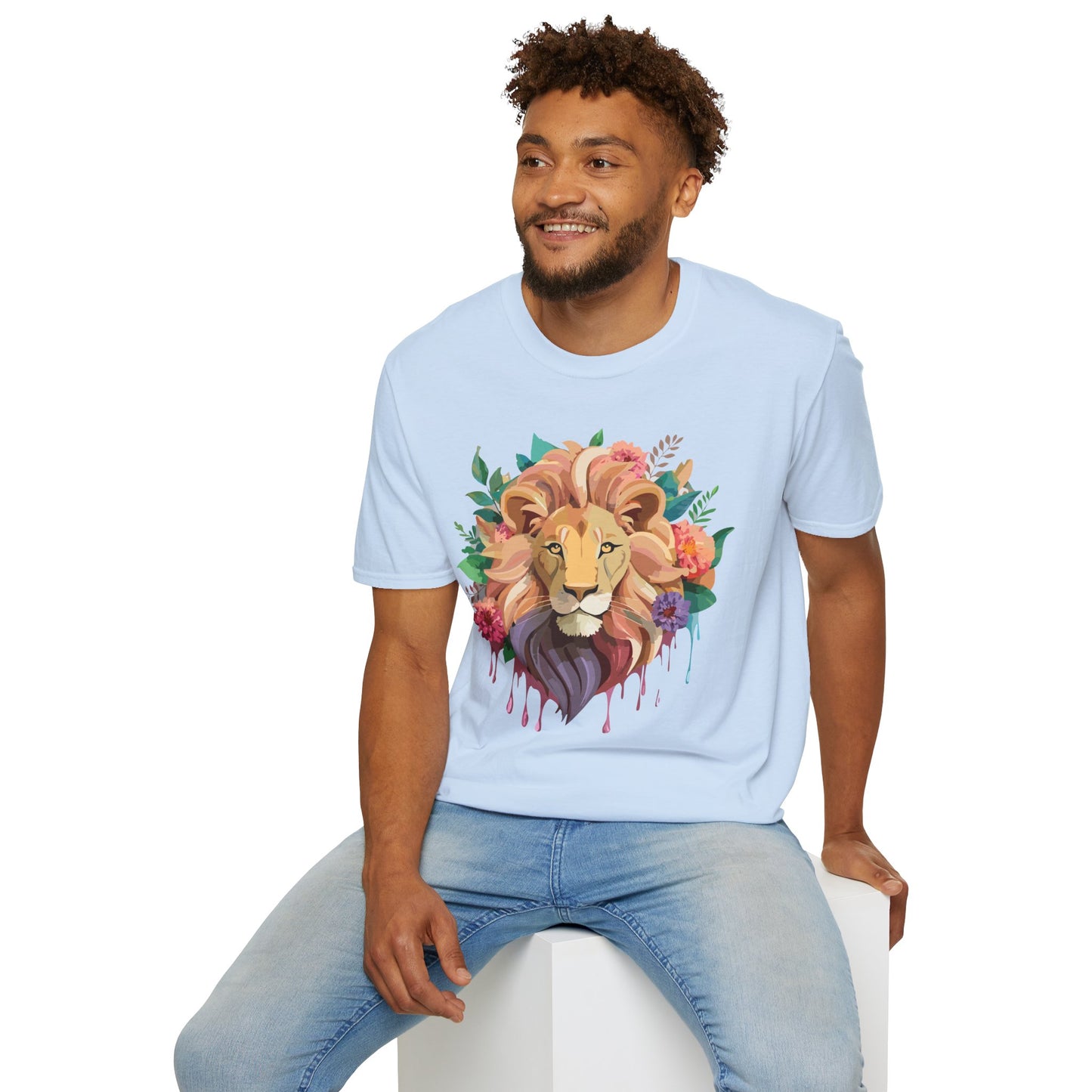 Lion Shirt, Shirt with Lion, Floral Lion Tee, Shirt with Animals