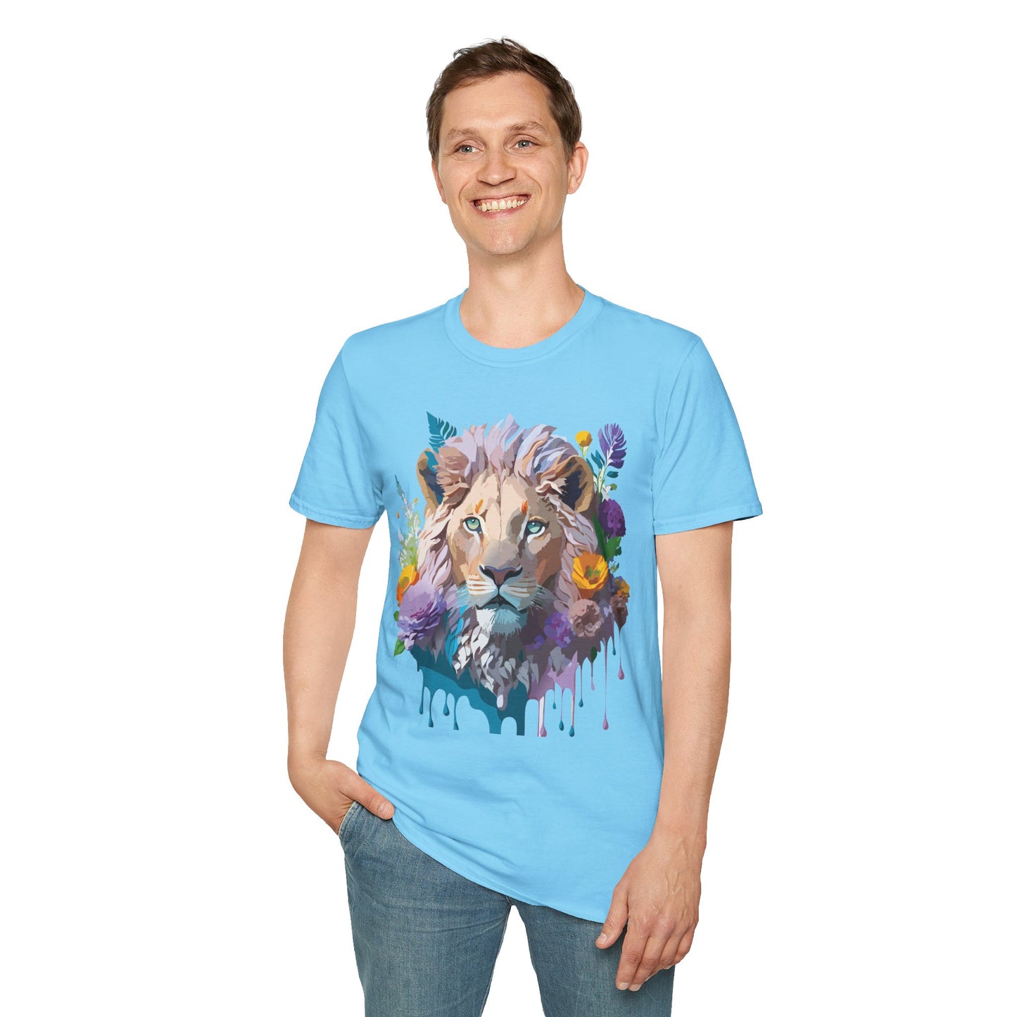Lion Shirt, Shirt with Lion, Floral Lion Tee, Shirt with Animals
