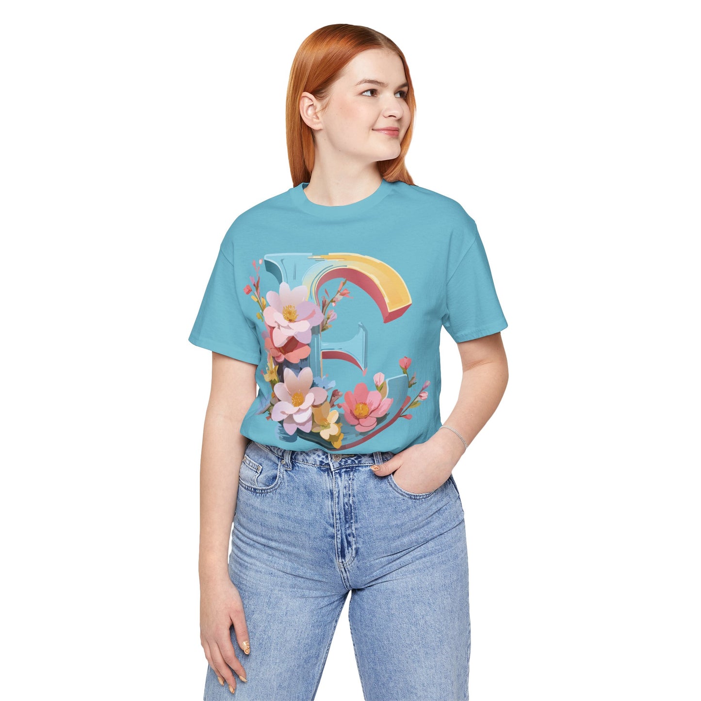 Natural Cotton Tee Shirt - Letters Collection - E Printify
