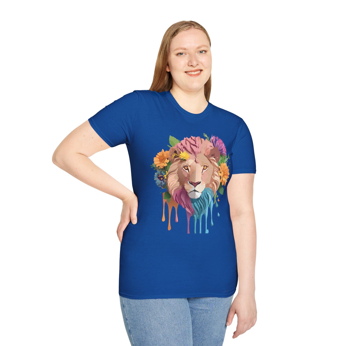 Lion Shirt, Shirt with Lion, Floral Lion Tee, Shirt with Animals