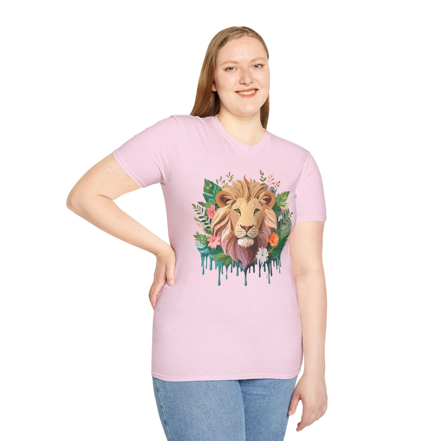 Lion Shirt, Shirt with Lion, Floral Lion Tee, Shirt with Animals