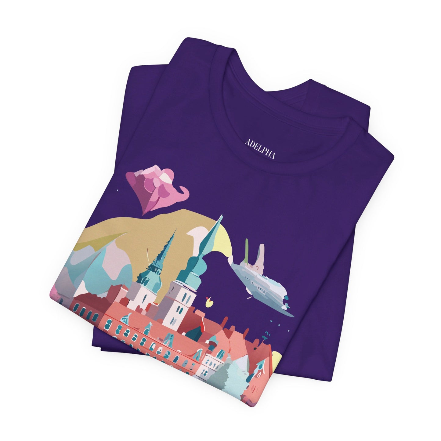 Natural Cotton Tee Shirt - Beautiful Places Collection - Warnemünde and Rostock - Germany Printify