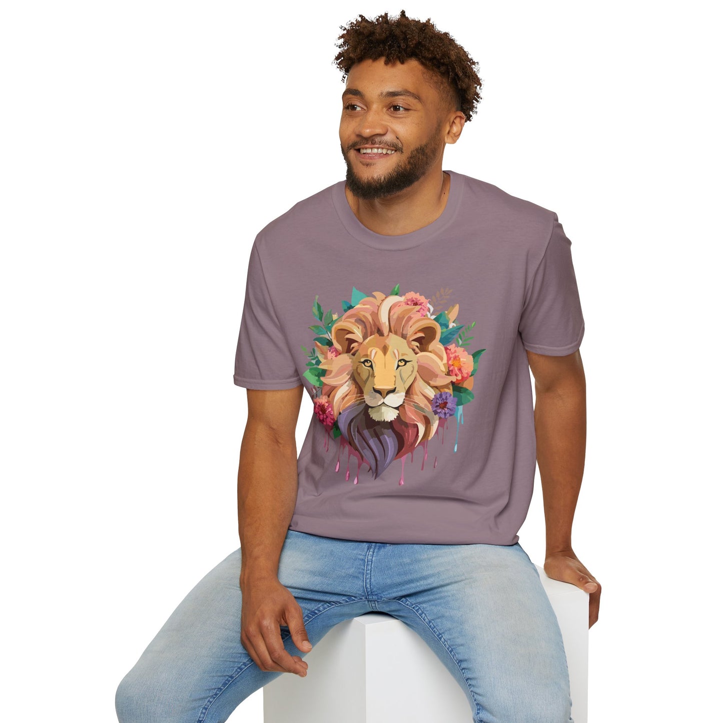 Lion Shirt, Shirt with Lion, Floral Lion Tee, Shirt with Animals