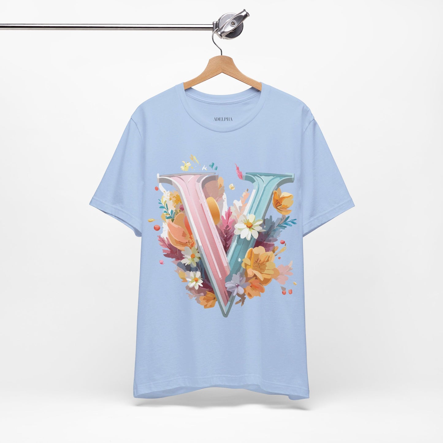 Natural Cotton Tee Shirt - Letters Collection - V Printify