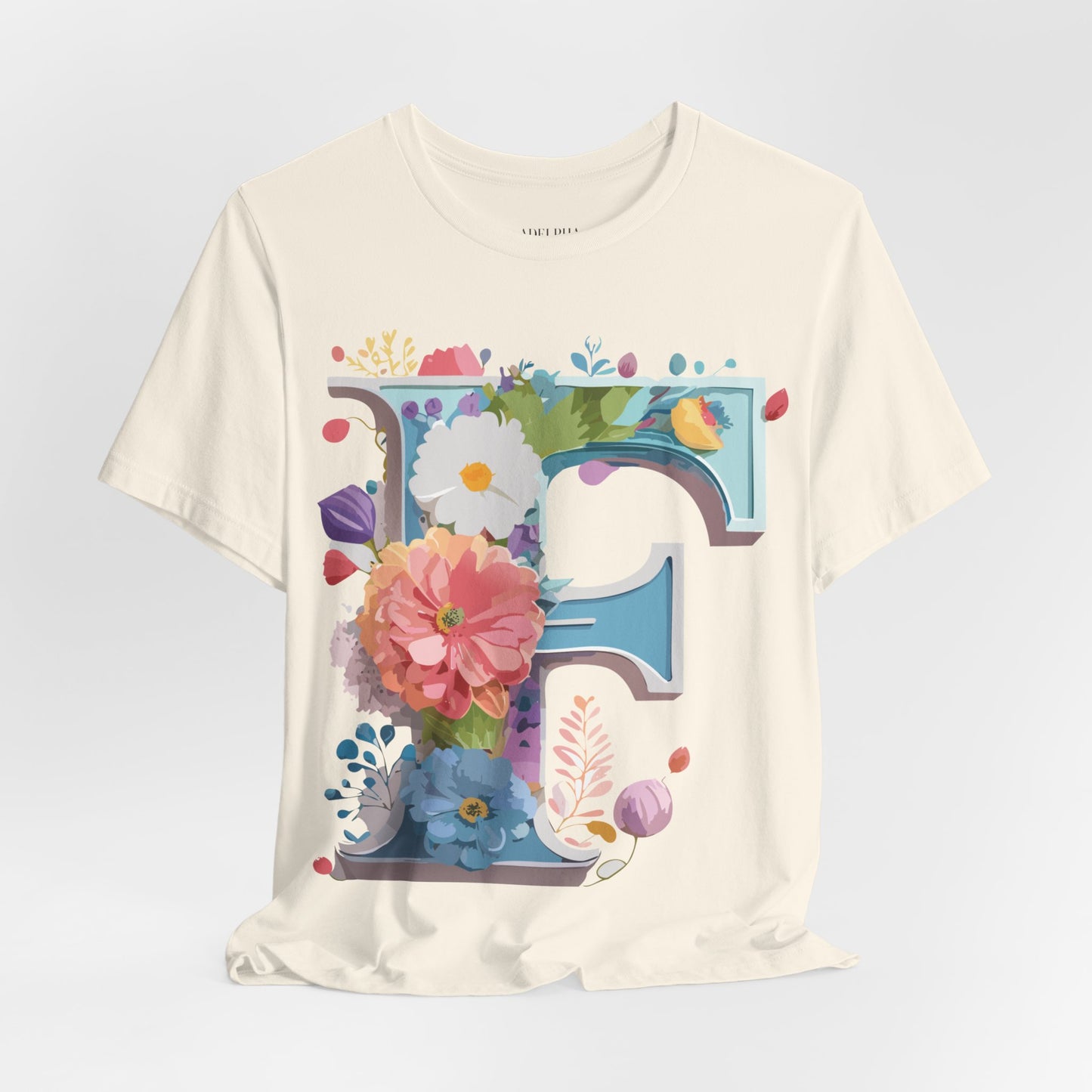 Natural Cotton Tee Shirt - Letters Collection - F Printify