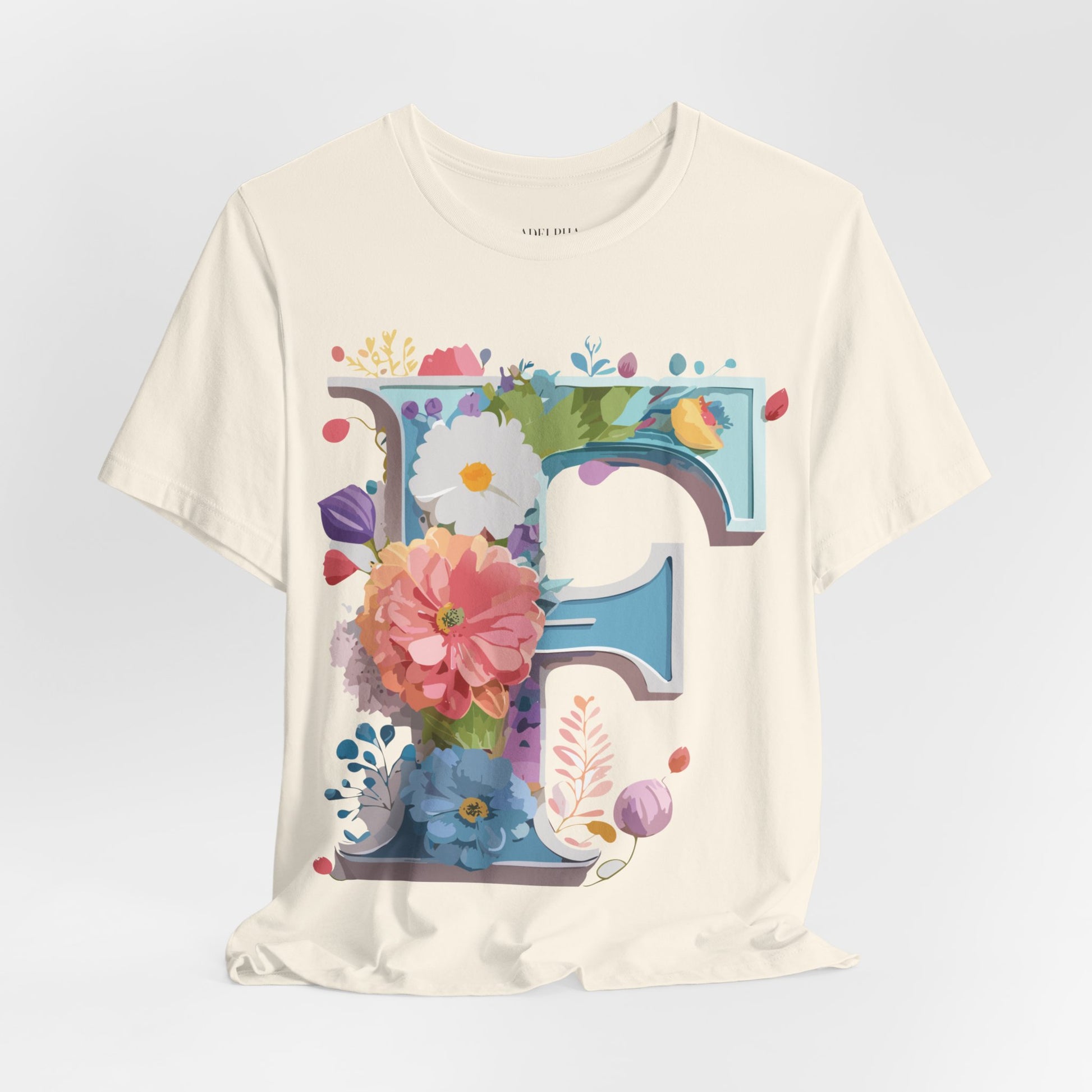 Natural Cotton Tee Shirt - Letters Collection - F Printify