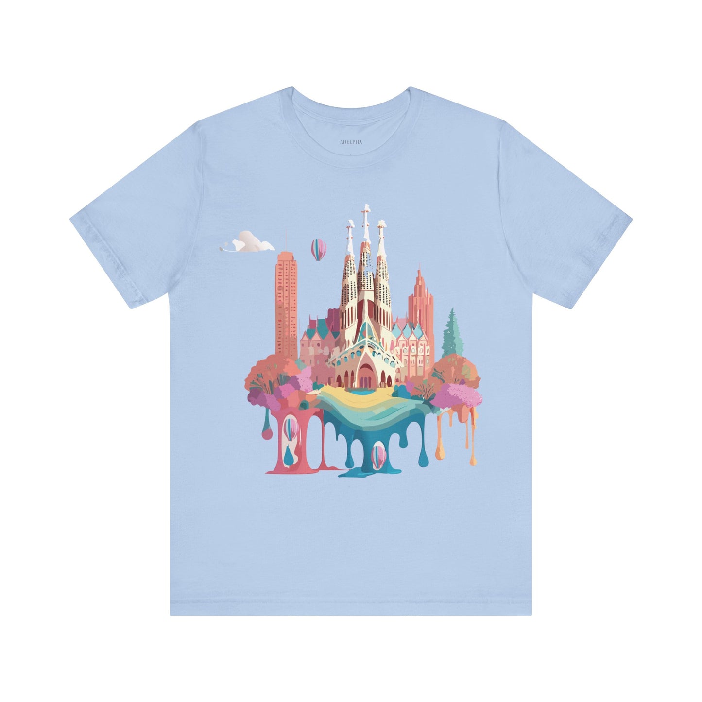Natural Cotton Tee Shirt - Beautiful Places Collection - Barcelona Printify