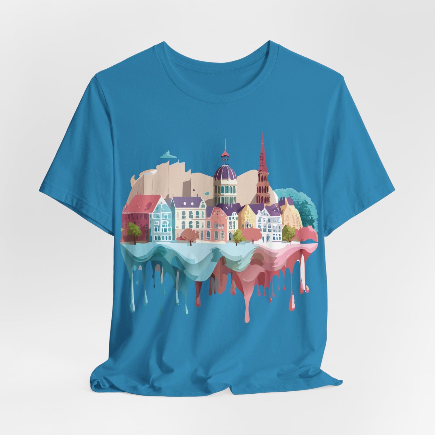 Natural Cotton Tee Shirt - Beautiful Places Collection - Warnemünde and Rostock - Germany Printify