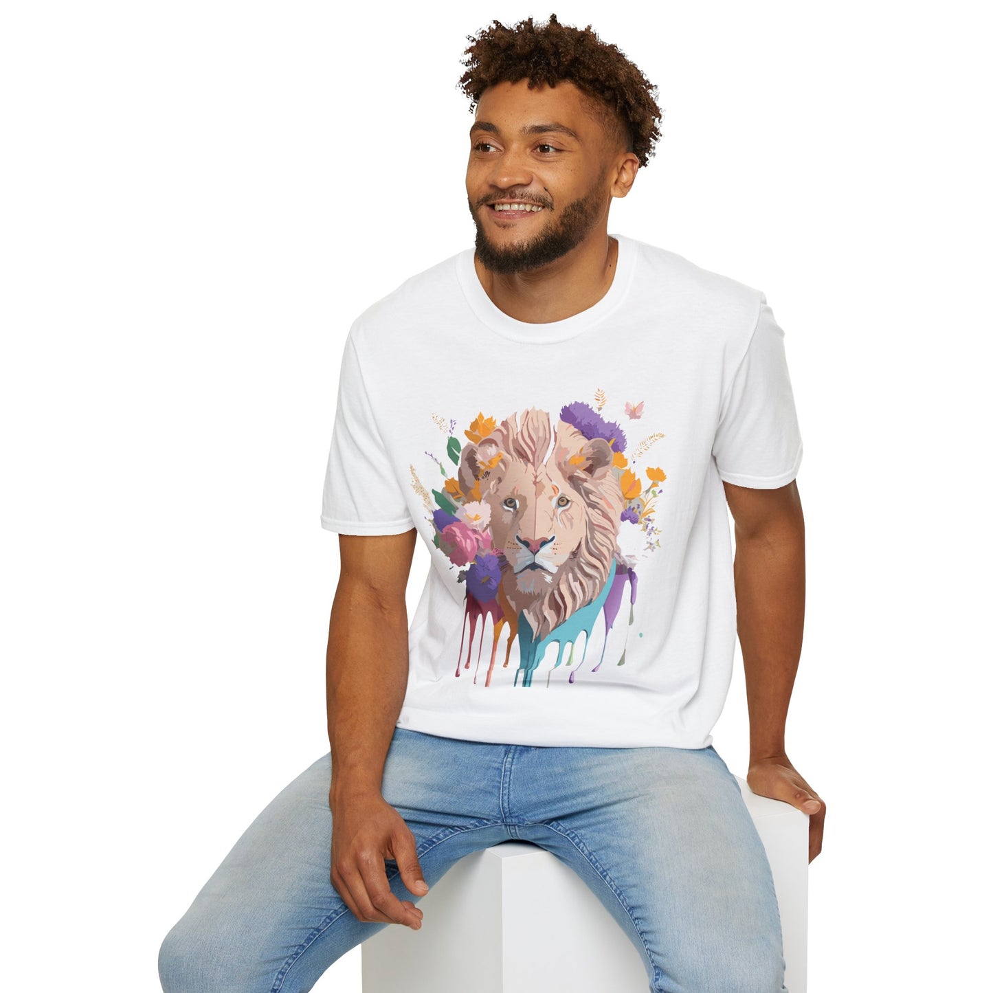 Lion Shirt, Shirt with Lion, Floral Lion Tee, Shirt with Animals