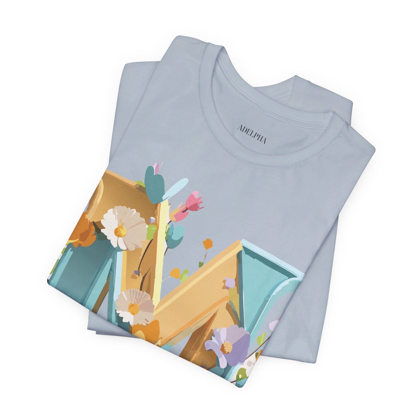 Natural Cotton Tee Shirt - Letters Collection - M Printify