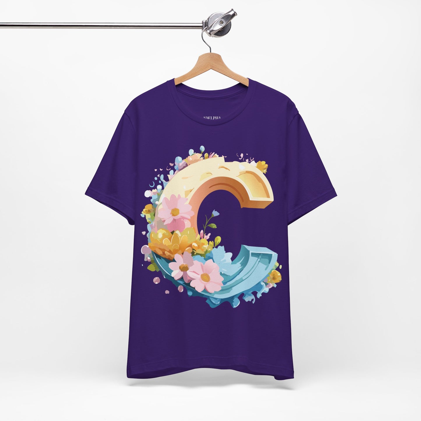 Natural Cotton Tee Shirt - Letters Collection - C Printify