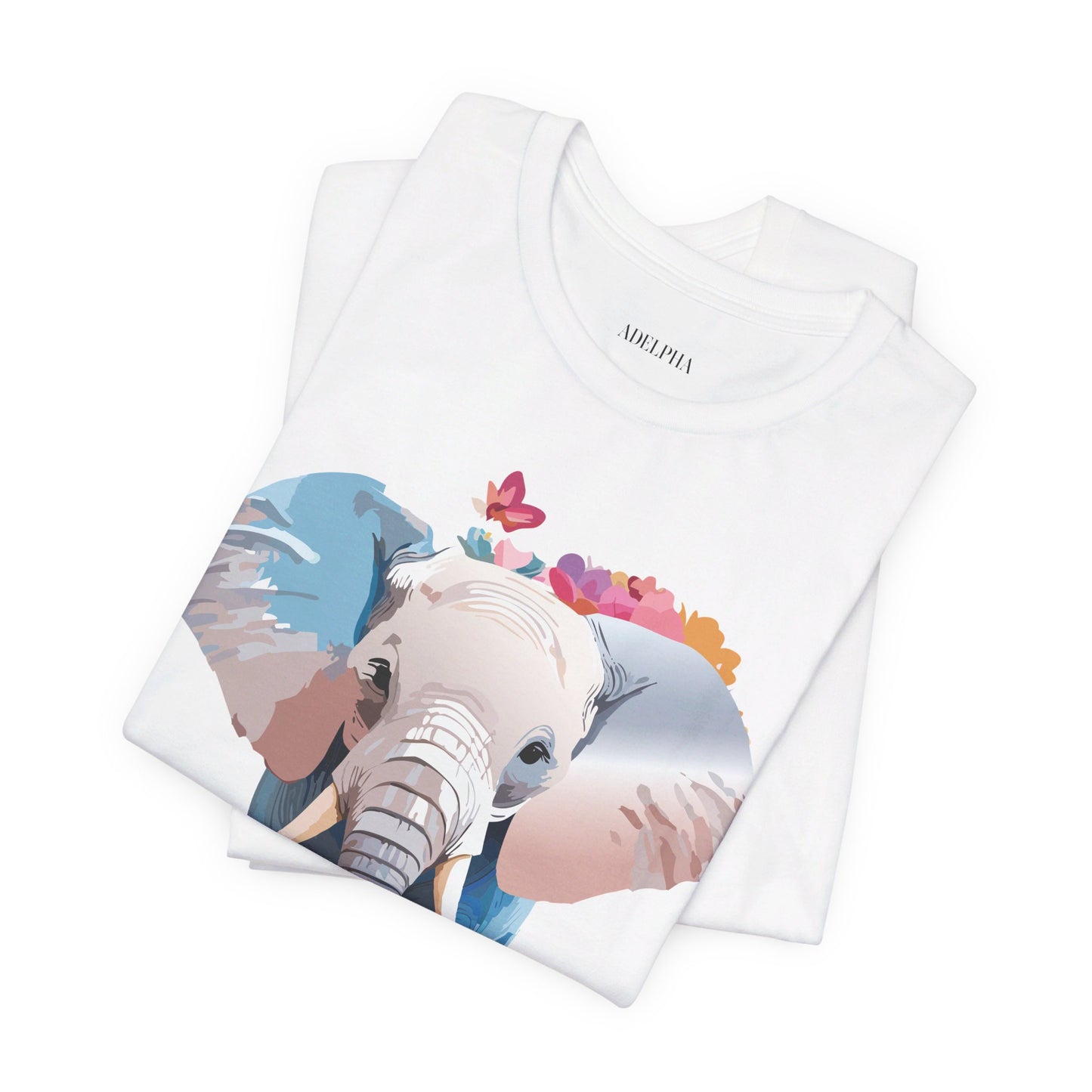 Natural Cotton Tee Shirt with Elephant Printify