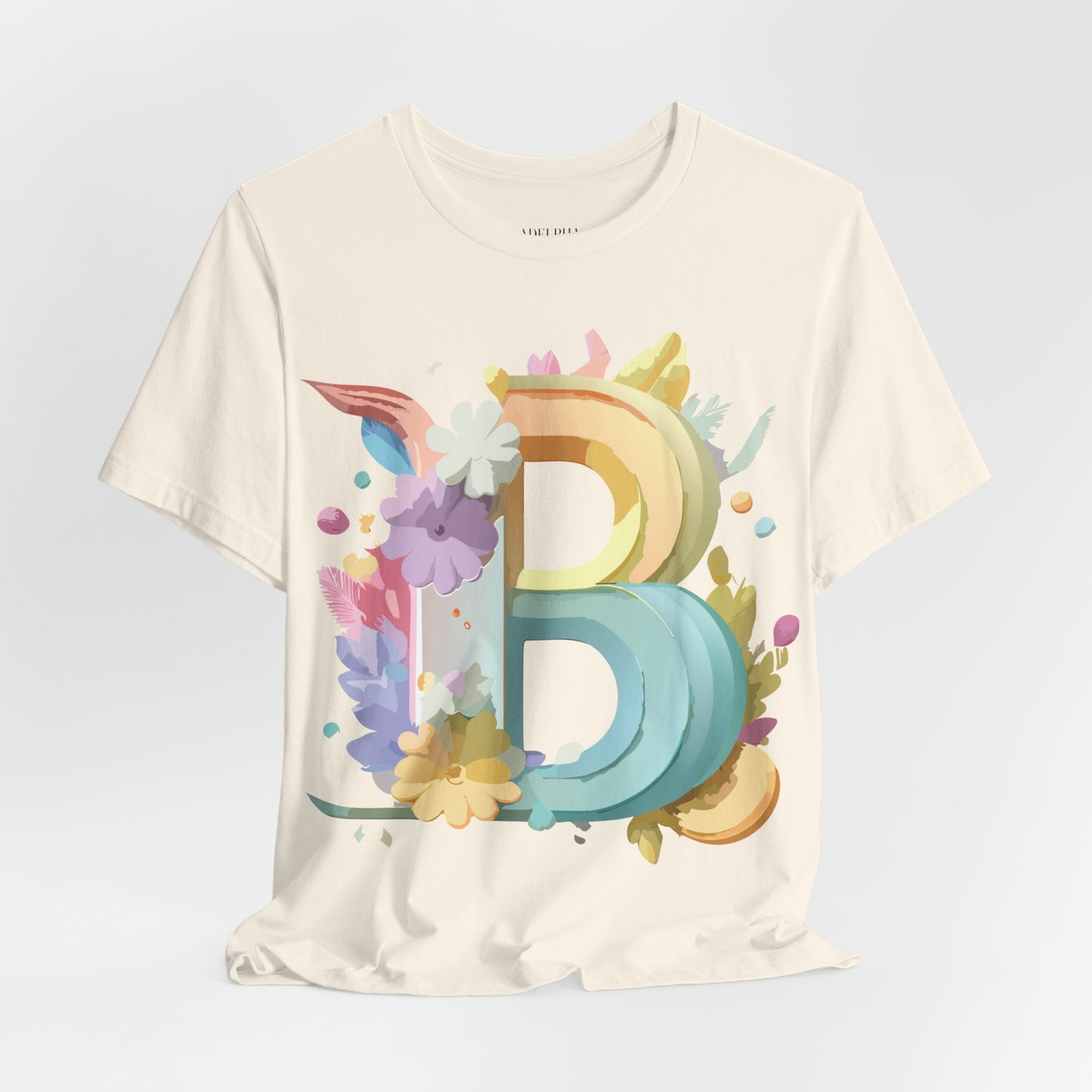 Natural Cotton Tee Shirt - Letters Collection - B Printify