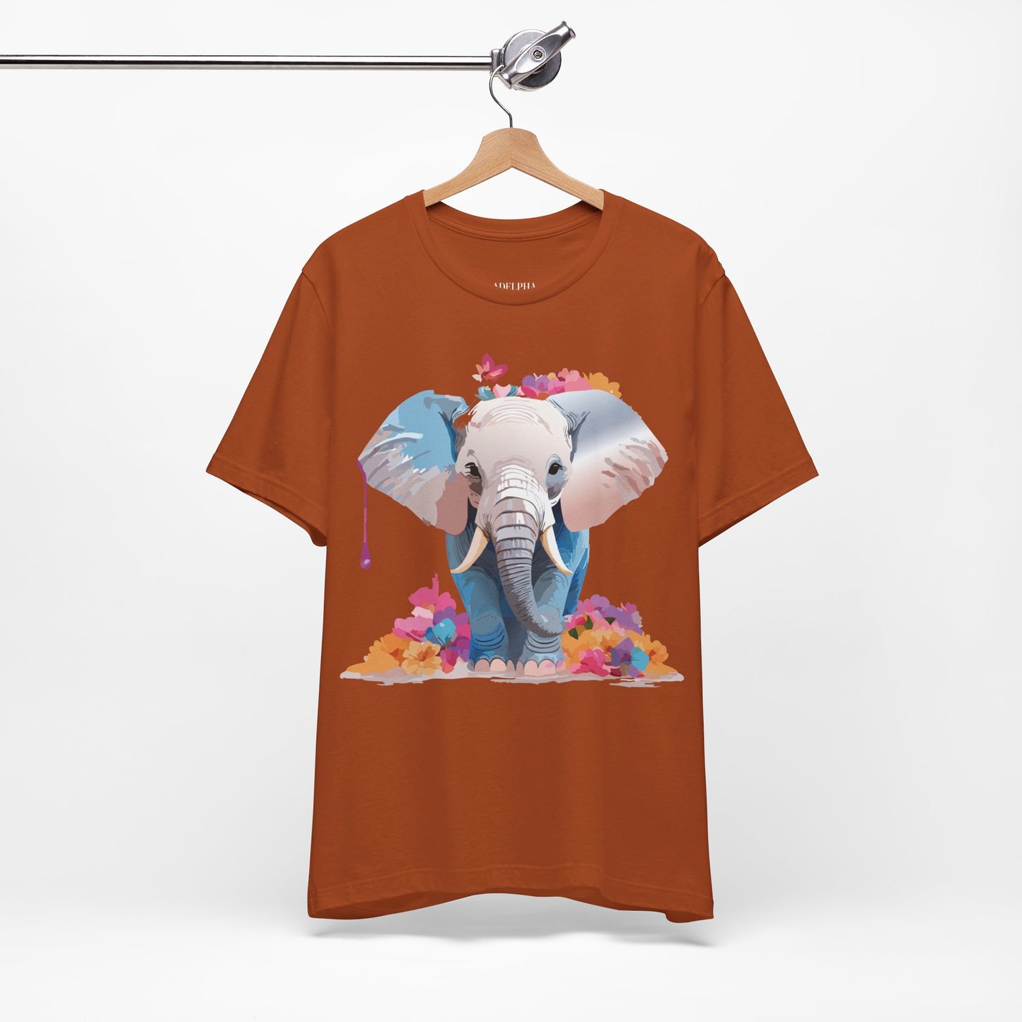 Natural Cotton Tee Shirt with Elephant Printify