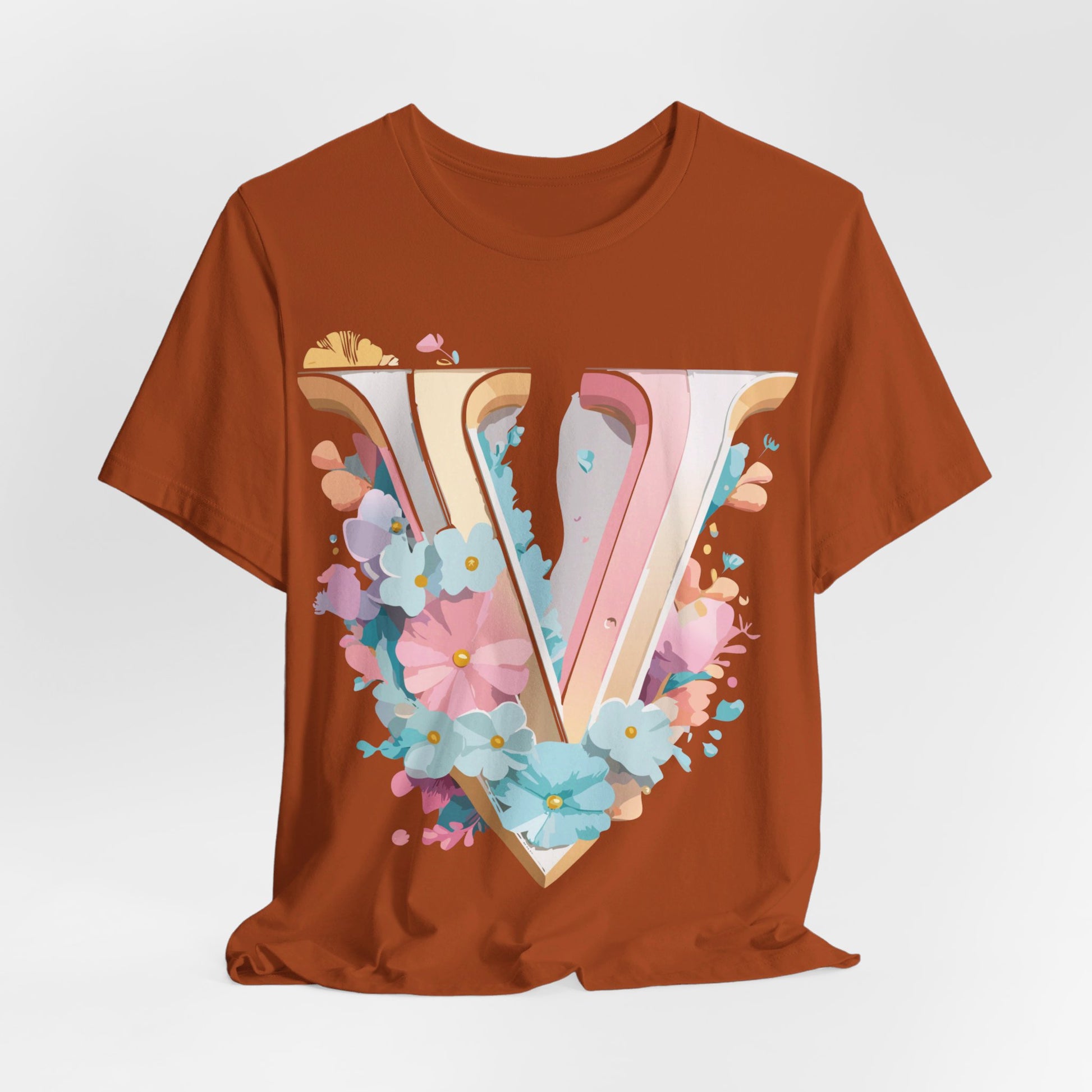 Natural Cotton Tee Shirt - Letters Collection - V Printify