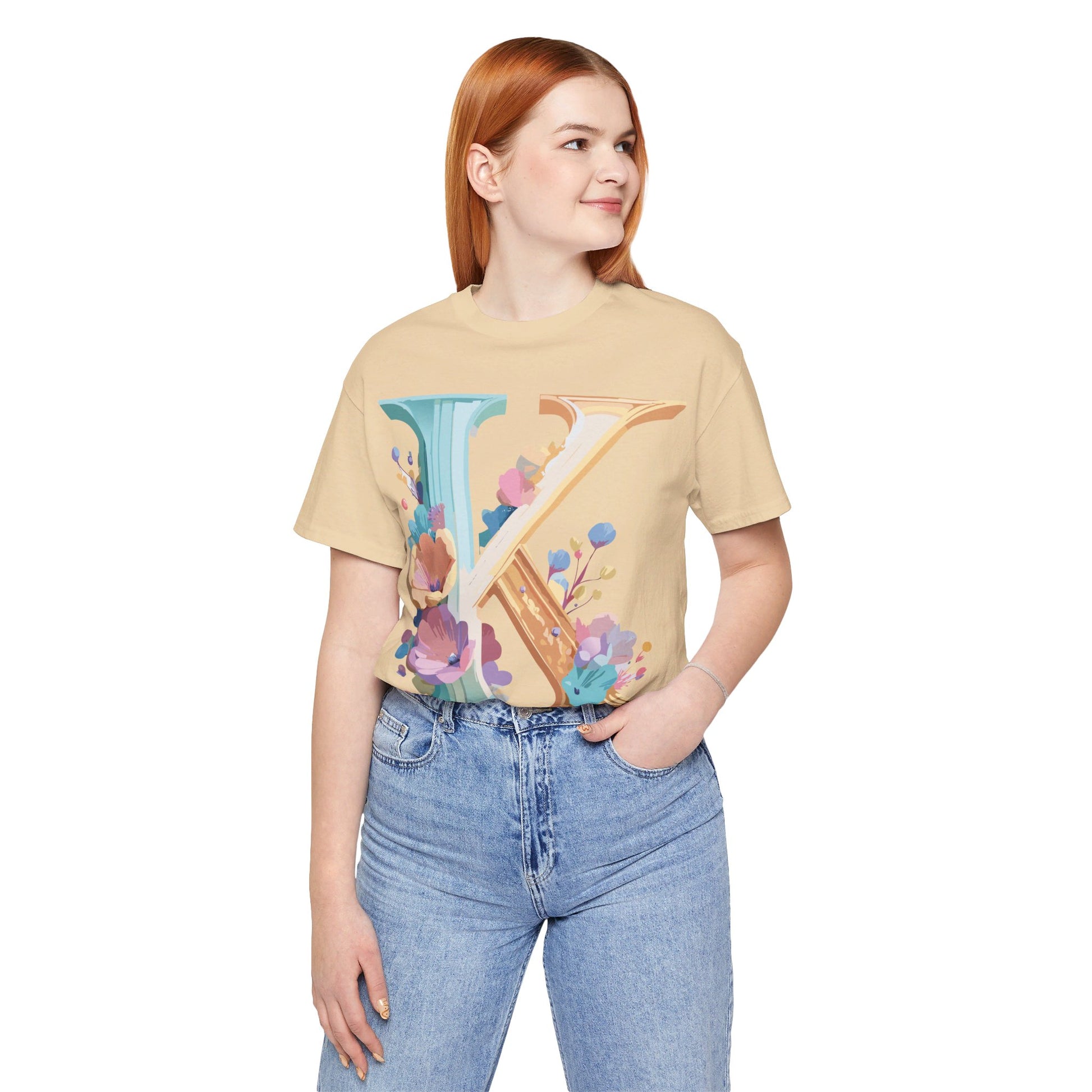 Natural Cotton Tee Shirt - Letters Collection - K Printify