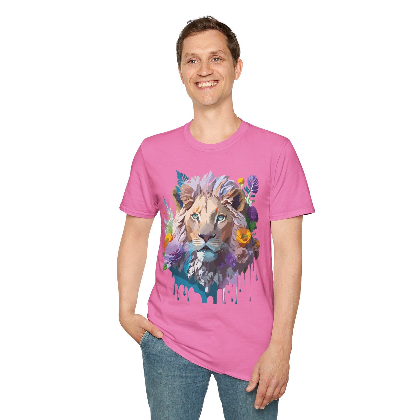 Lion Shirt, Shirt with Lion, Floral Lion Tee, Shirt with Animals