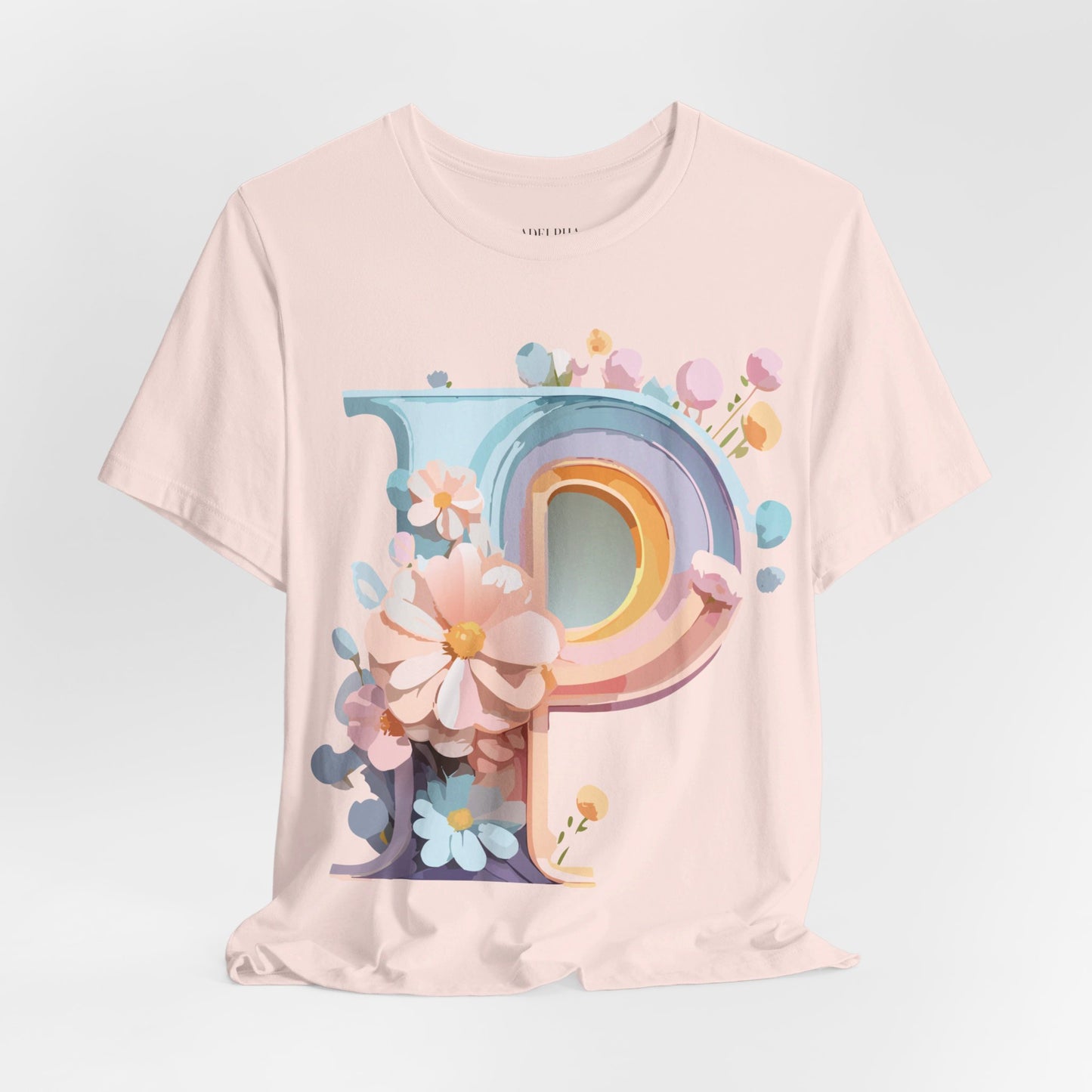 Natural Cotton Tee Shirt - Letters Collection - P Printify
