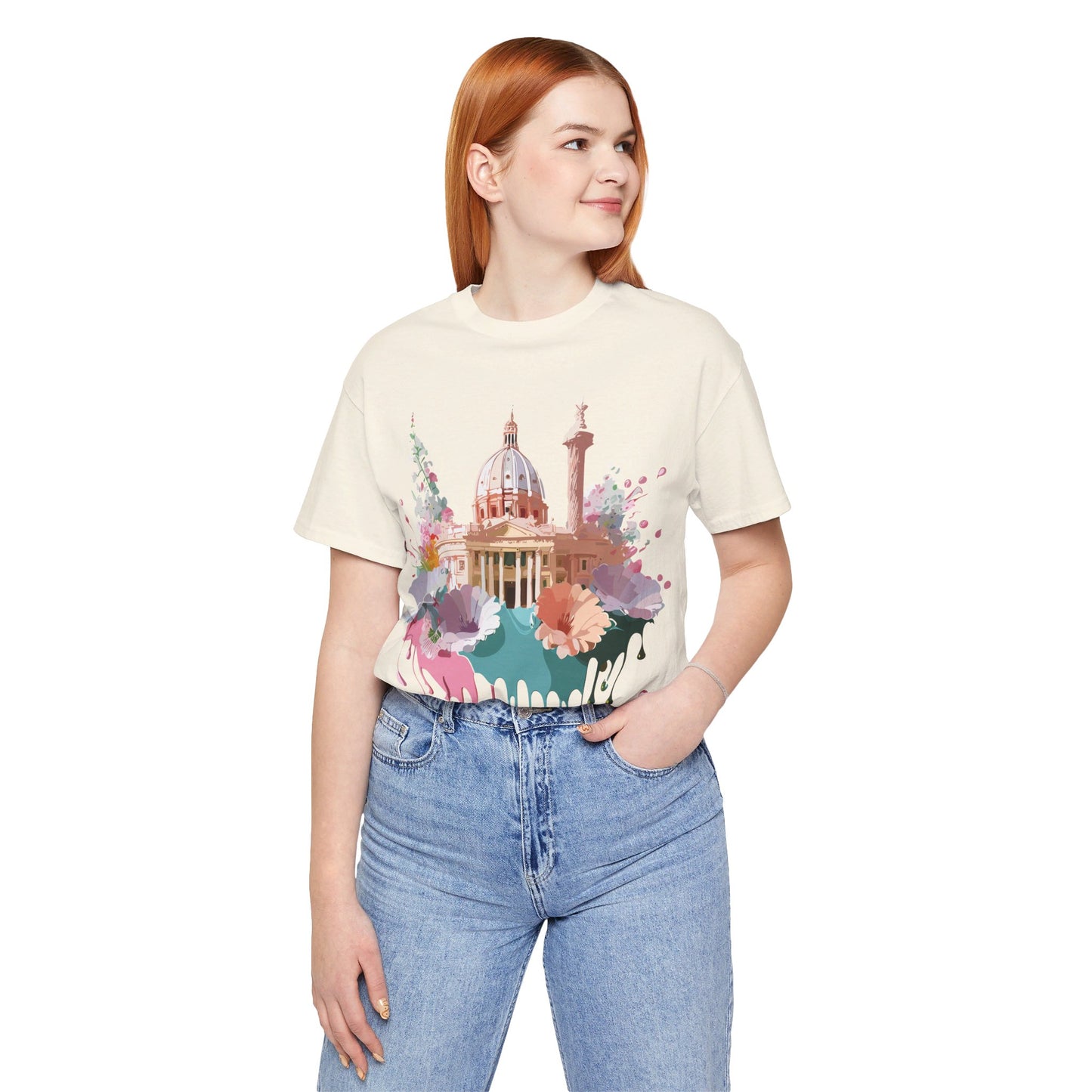 Natural Cotton Tee Shirt - Beautiful Places Collection - Rome Printify