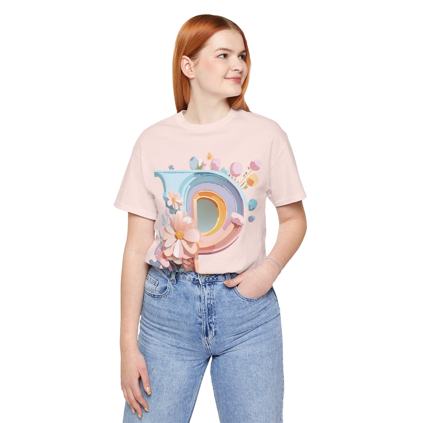 Natural Cotton Tee Shirt - Letters Collection - P Printify
