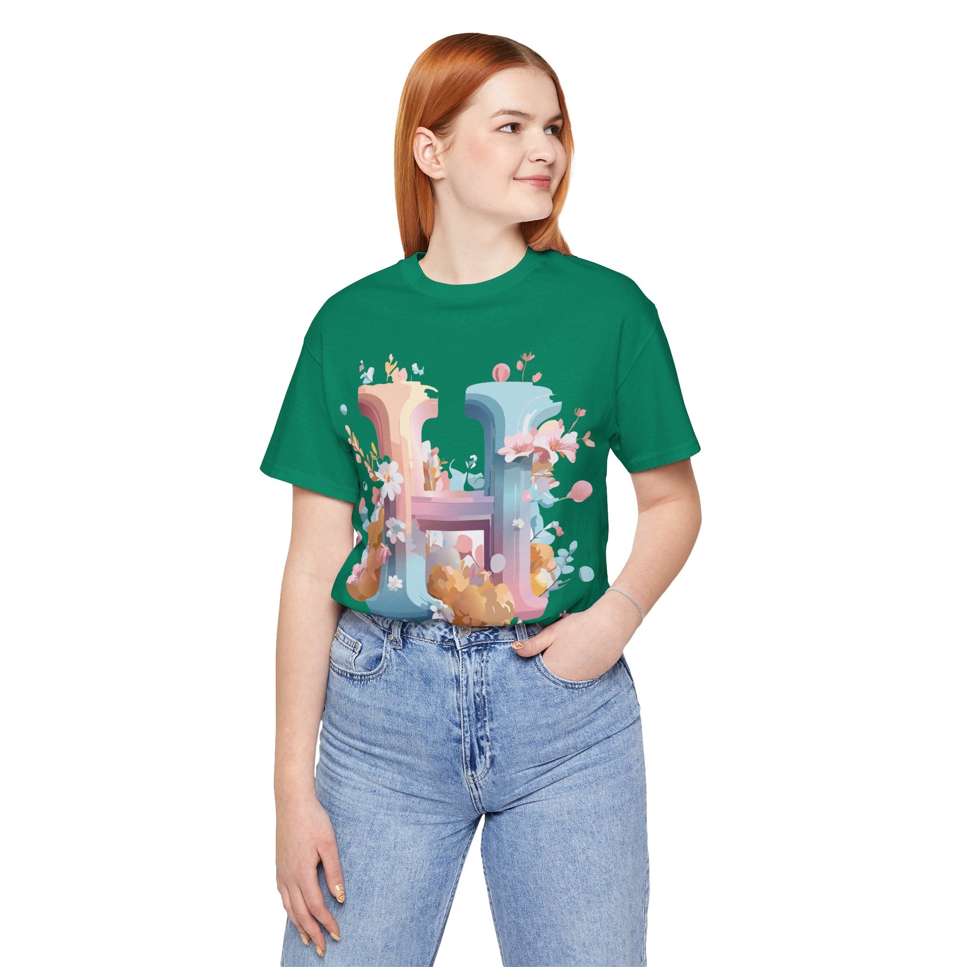Natural Cotton Tee Shirt - Letters Collection - H Printify