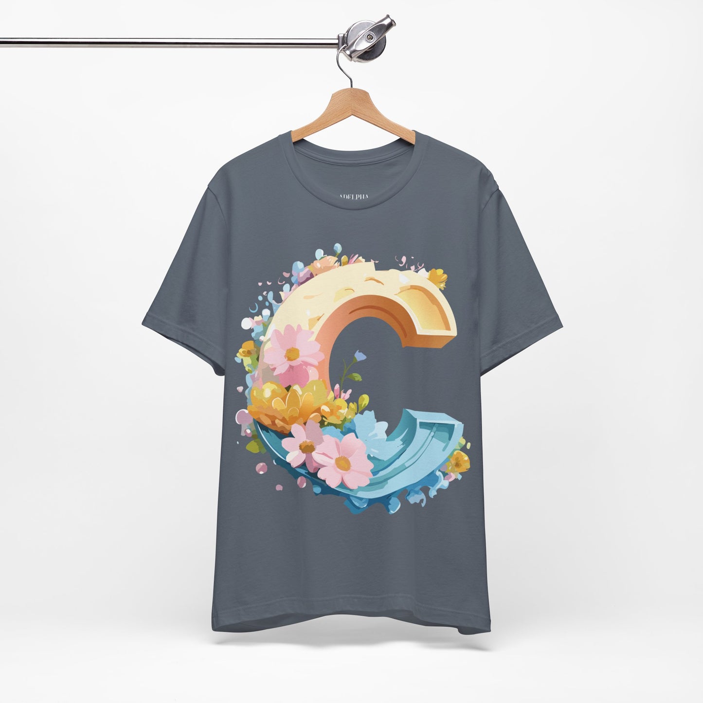 Natural Cotton Tee Shirt - Letters Collection - C Printify
