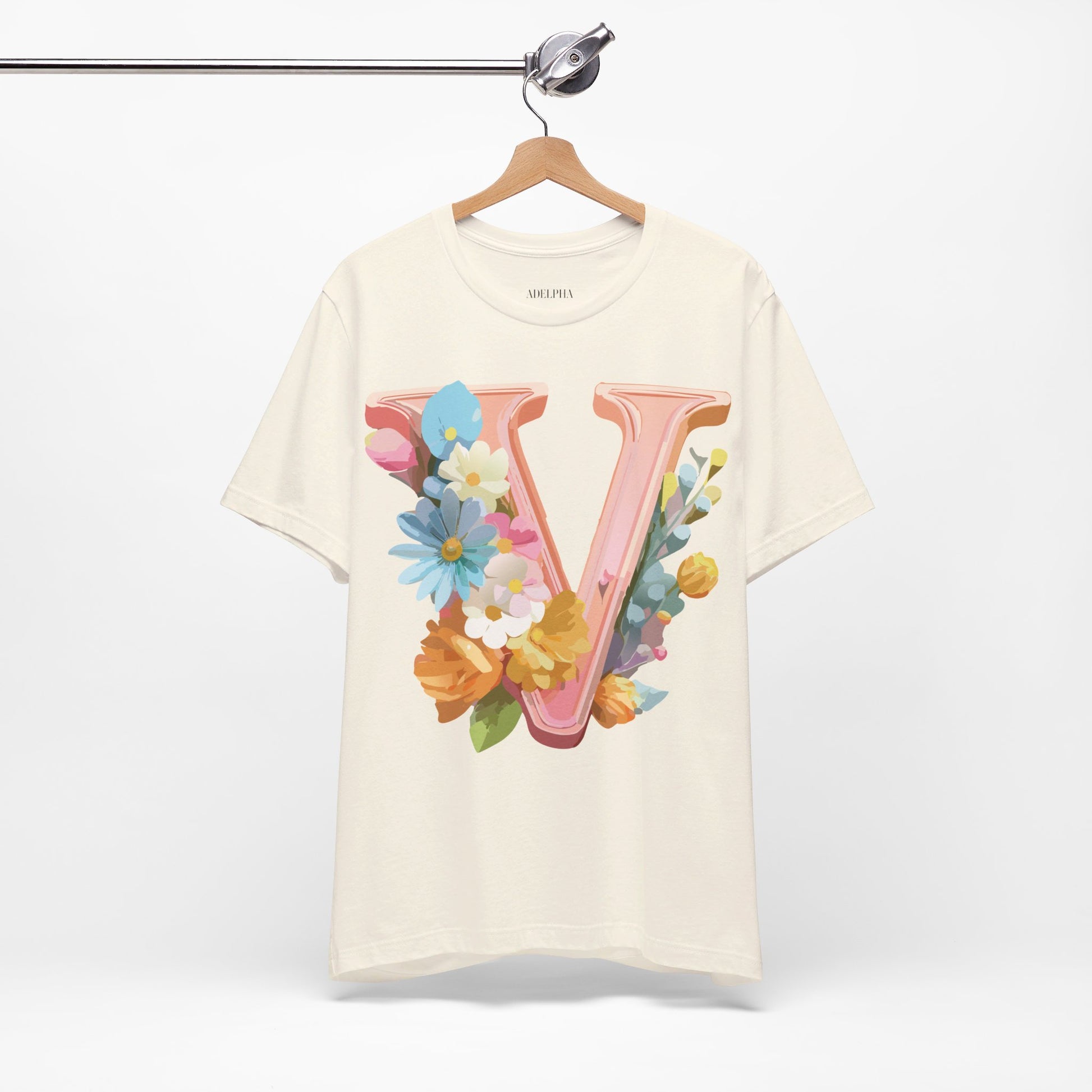 Natural Cotton Tee Shirt - Letters Collection - V Printify