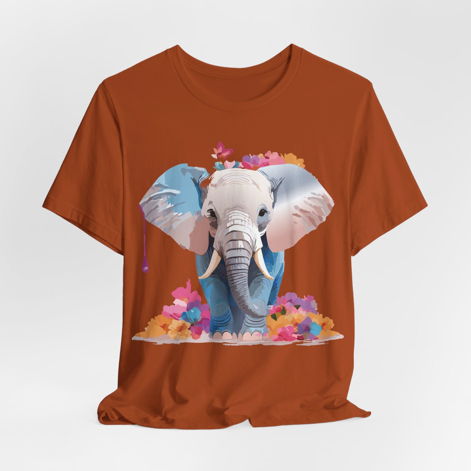Natural Cotton Tee Shirt with Elephant Printify