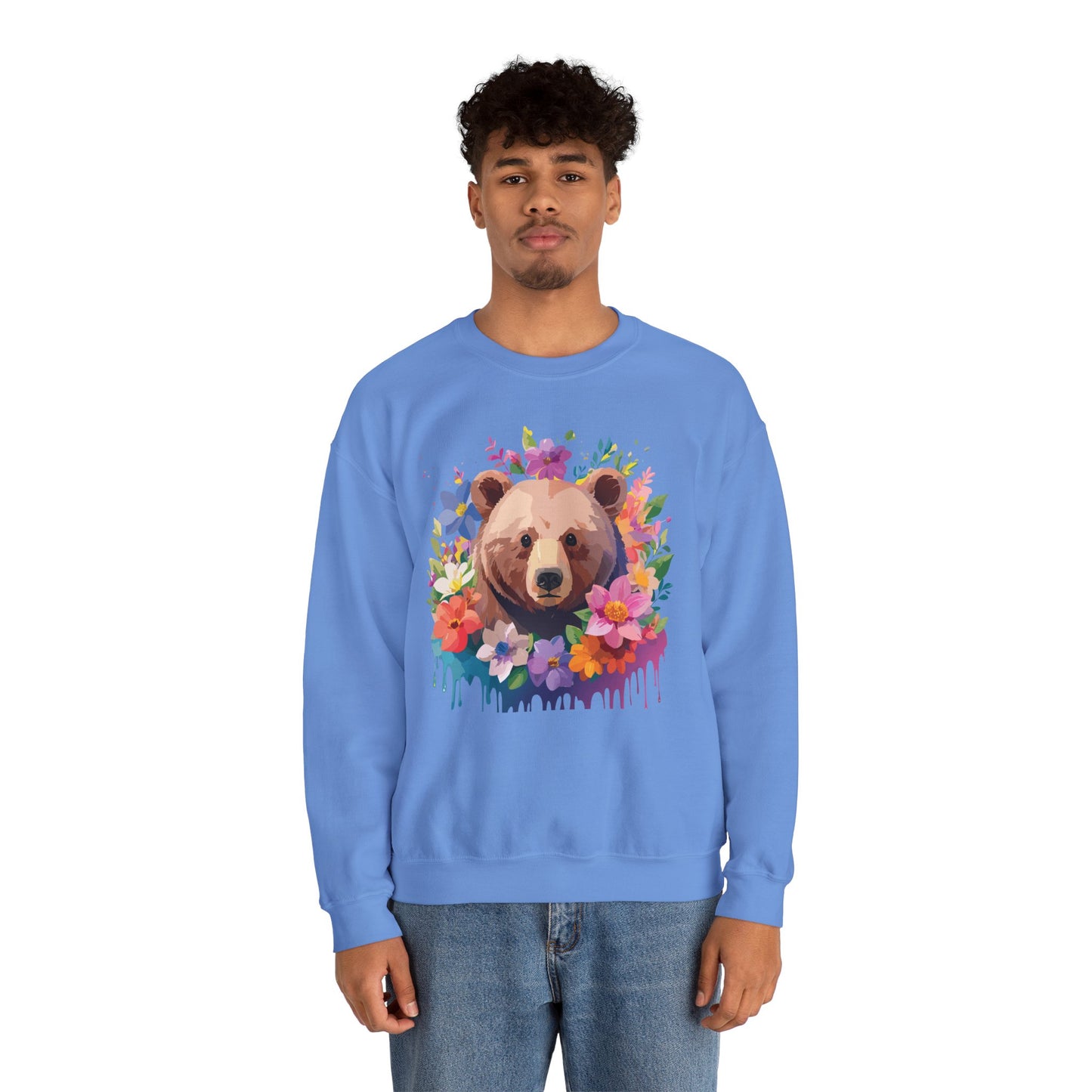 Unisex Floral Bear Sweatshirt, Animals Sweatshirt, Floral Sweatshirt, Art Design Sweatshirt