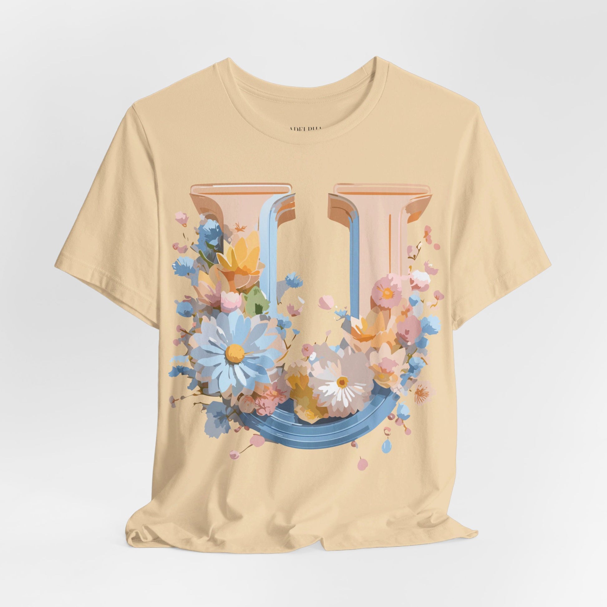 Natural Cotton Tee Shirt - Letters Collection - U Printify