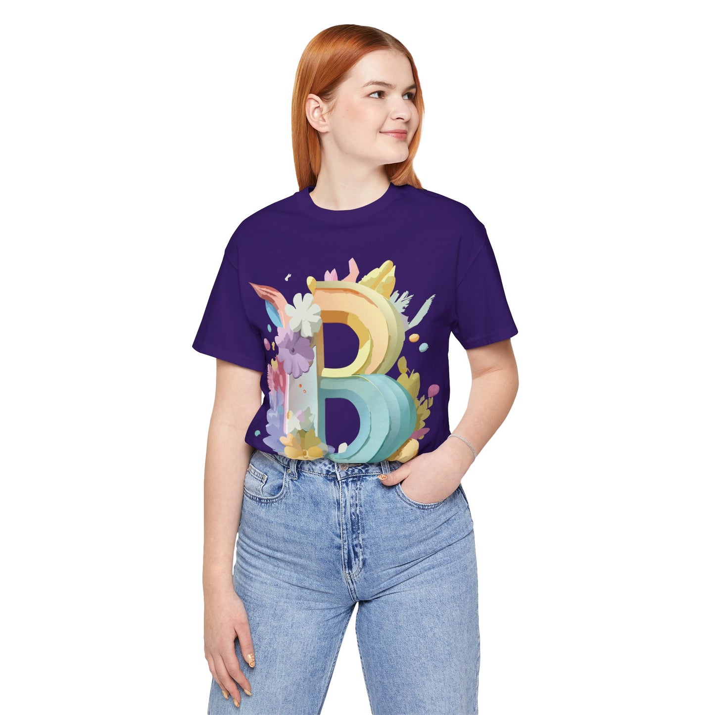 Natural Cotton Tee Shirt - Letters Collection - B Printify