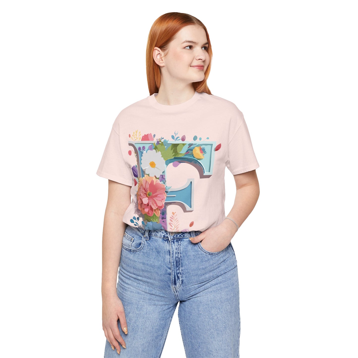 Natural Cotton Tee Shirt - Letters Collection - F Printify