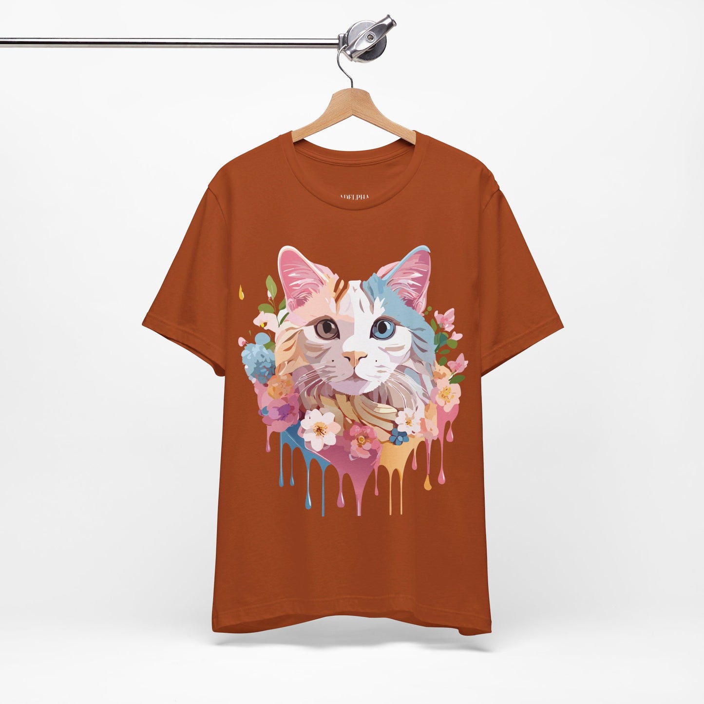 Natural Cotton Tee Shirt with Cat Printify