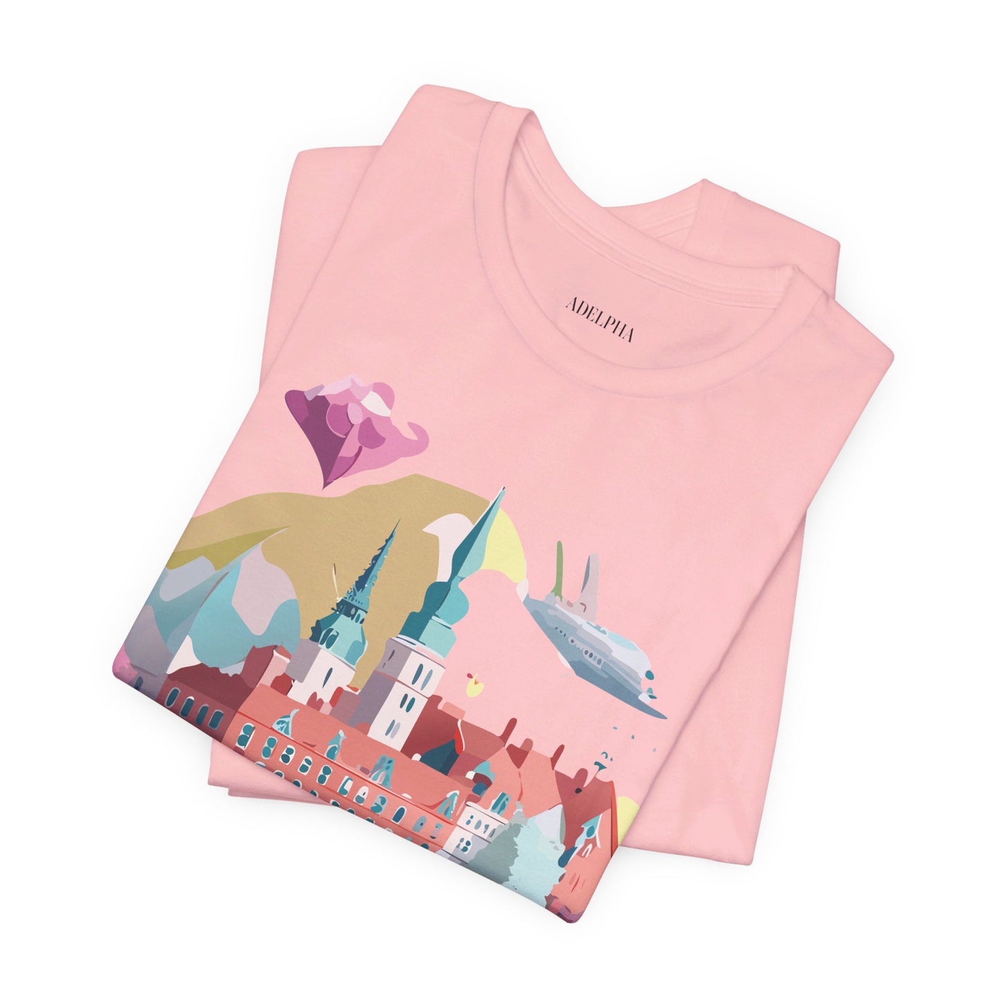 Natural Cotton Tee Shirt - Beautiful Places Collection - Warnemünde and Rostock - Germany Printify