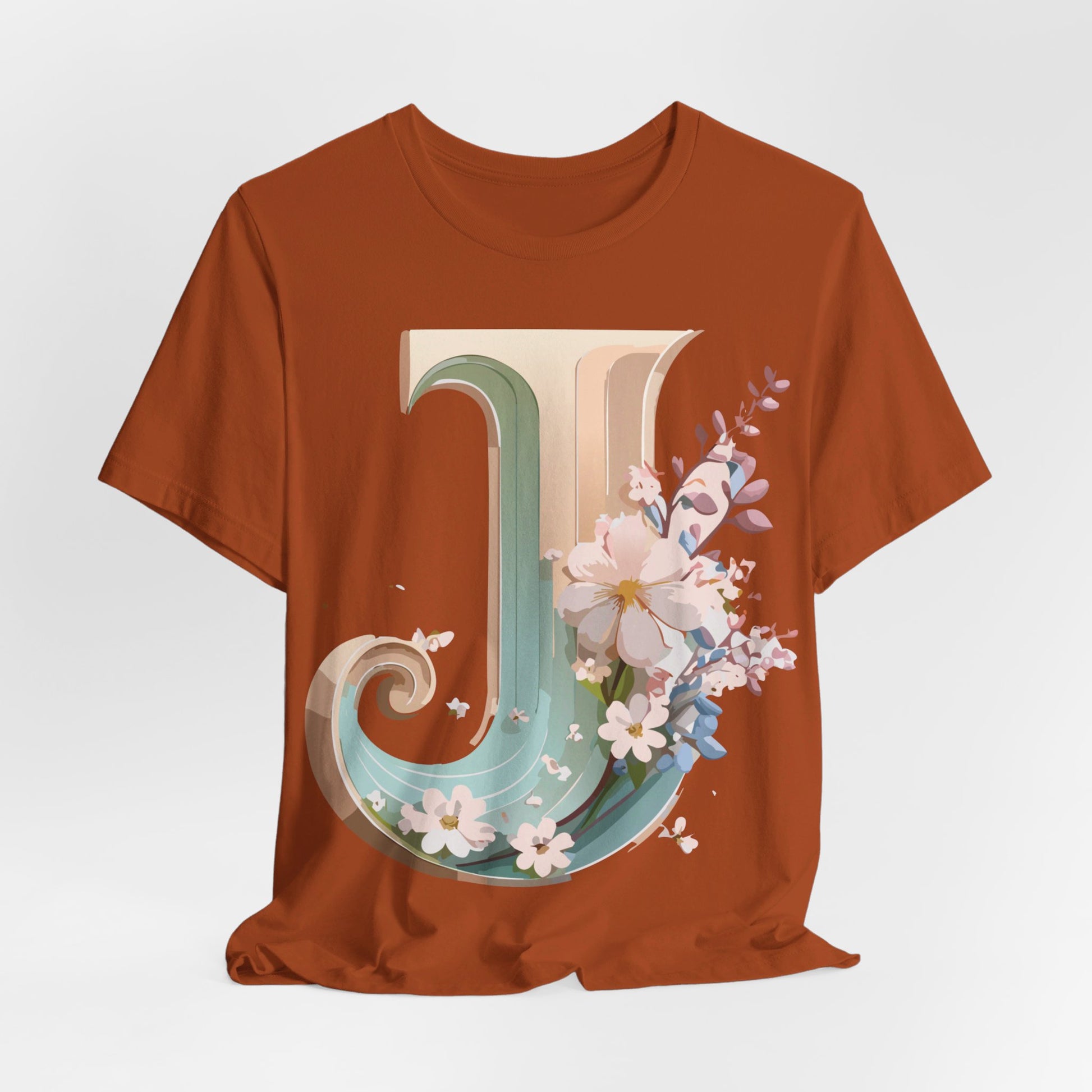 Natural Cotton Tee Shirt - Letters Collection - J Printify