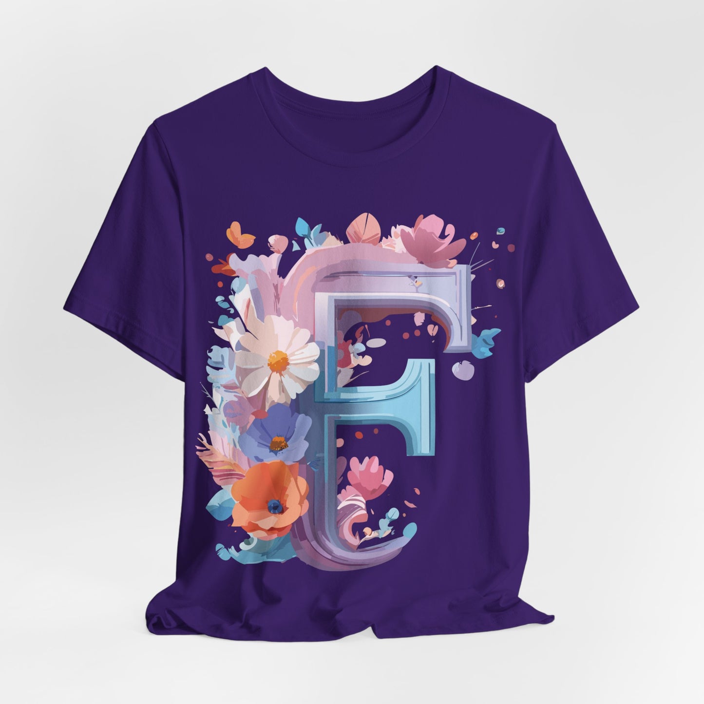 Natural Cotton Tee Shirt - Letters Collection - F Printify