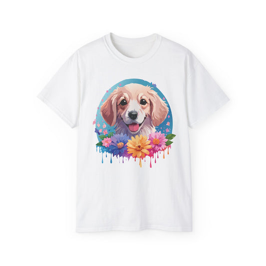 Animal Shirt, Tee Shirt with Animals, Floral Dog T-Shirt