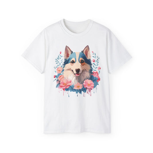 Animal Shirt, Tee Shirt with Animals, Floral Dog T-Shirt