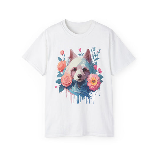 Animal Shirt, Tee Shirt with Animals, Floral Dog T-Shirt