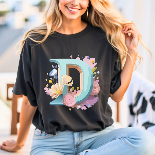 Natural Cotton Tee Shirt - Letters Collection - D Printify
