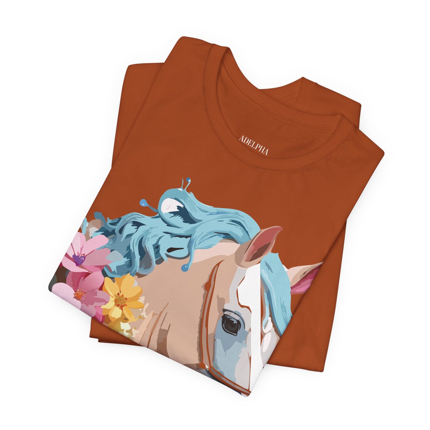 Natural Cotton Tee Shirt with Horse