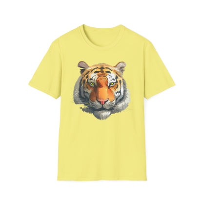 Tiger Print T Shirt Unisex Animal Tee 100 Percent Cotton Softstyle Gildan 64000