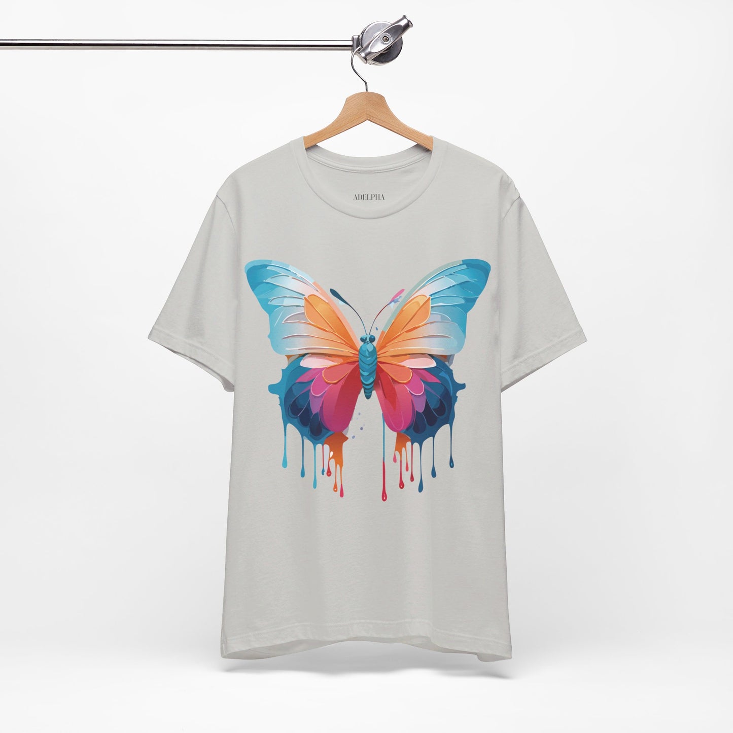 Natural Cotton Tee Shirt with Butterfly